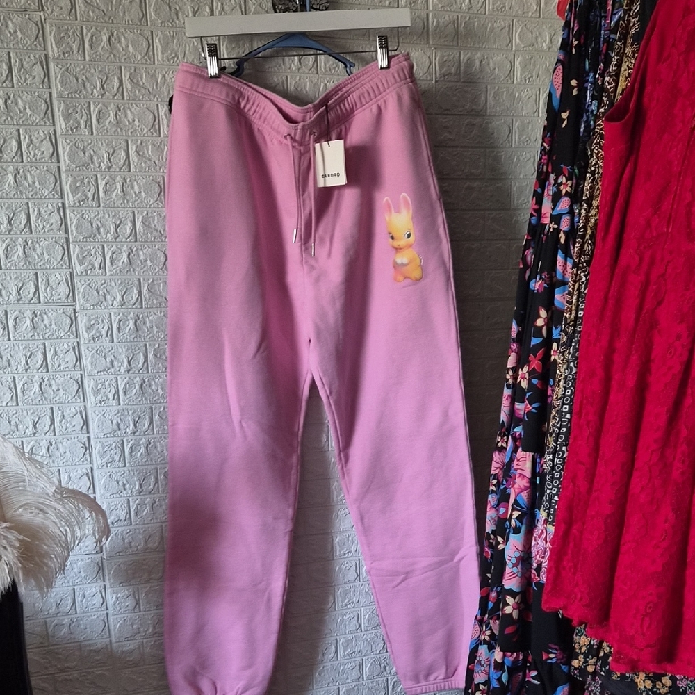 Sandro Pink Bunny Graphic Jogger Pants